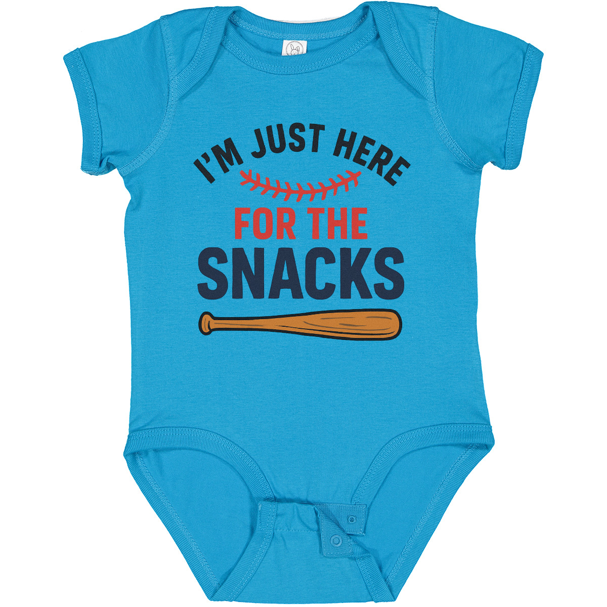 Inktastic I’m Just Here For The Snacks Baby Bodysuit Baseball Sports Bat Food