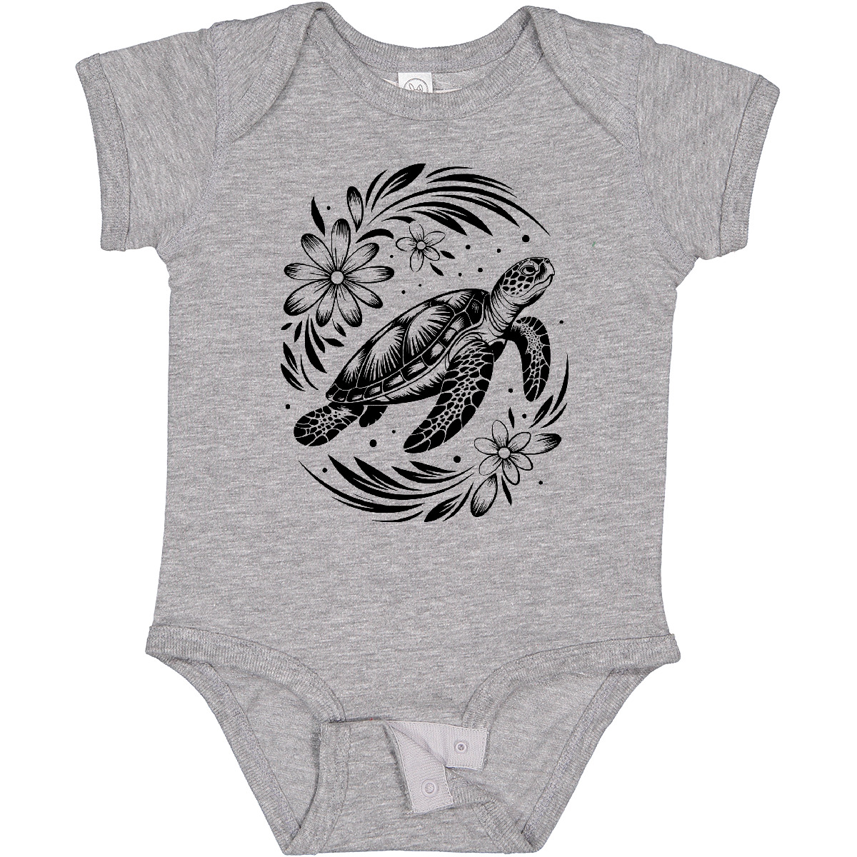 Inktastic Flowered Sea Turtle In Wave Baby Bodysuit Flowers Ocean Animal Waves