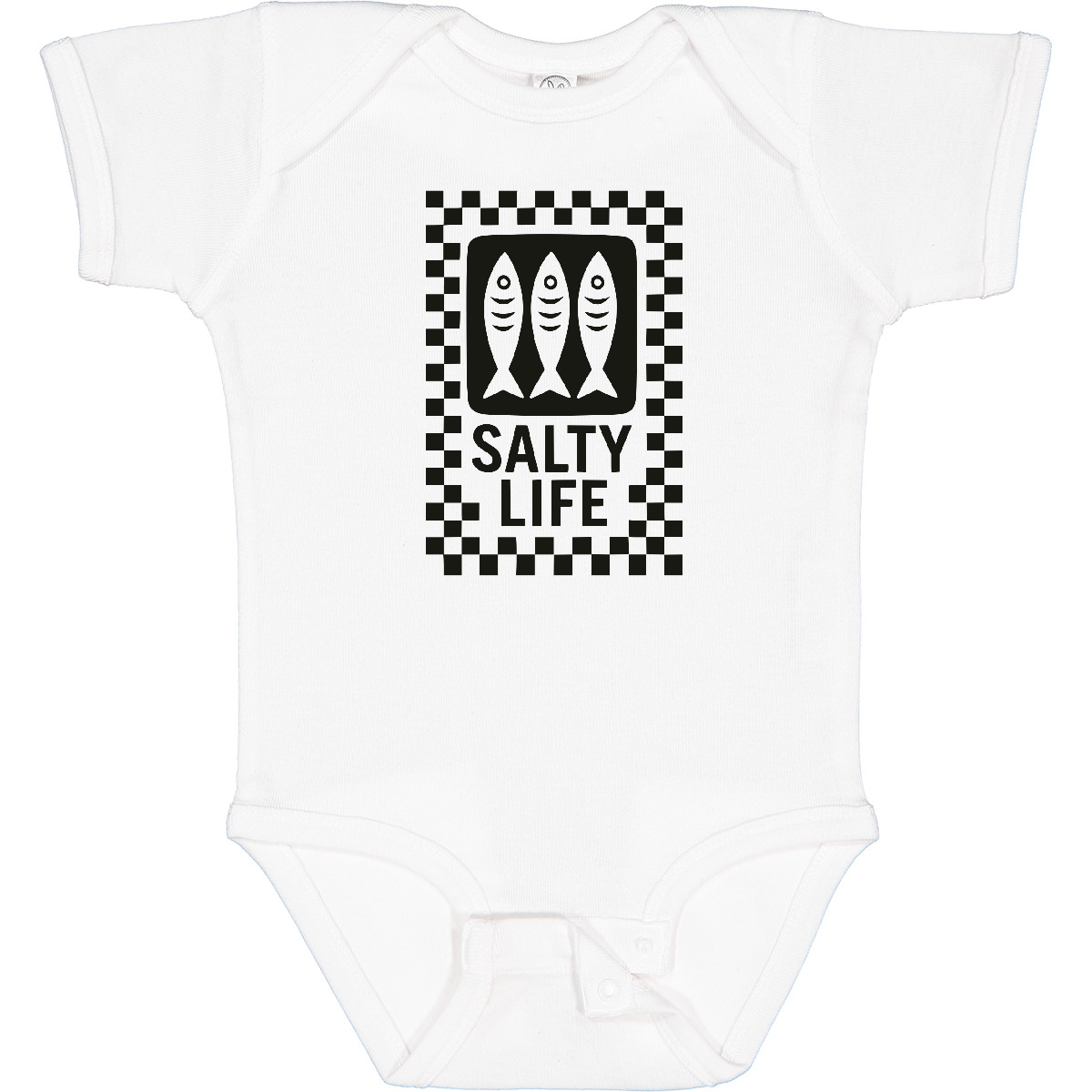 Inktastic Vacation Salty Life Sardines Baby Bodysuit Beach Ocean Sea Checkered