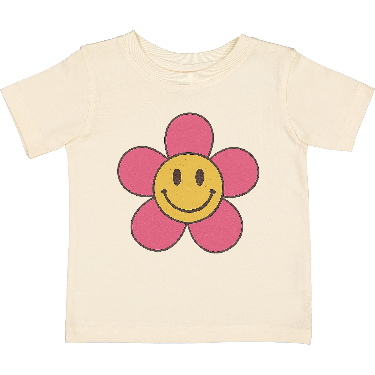 Inktastic Smiley Face Flower Cute Pink And Yellow Baby T-Shirt Happy Positive