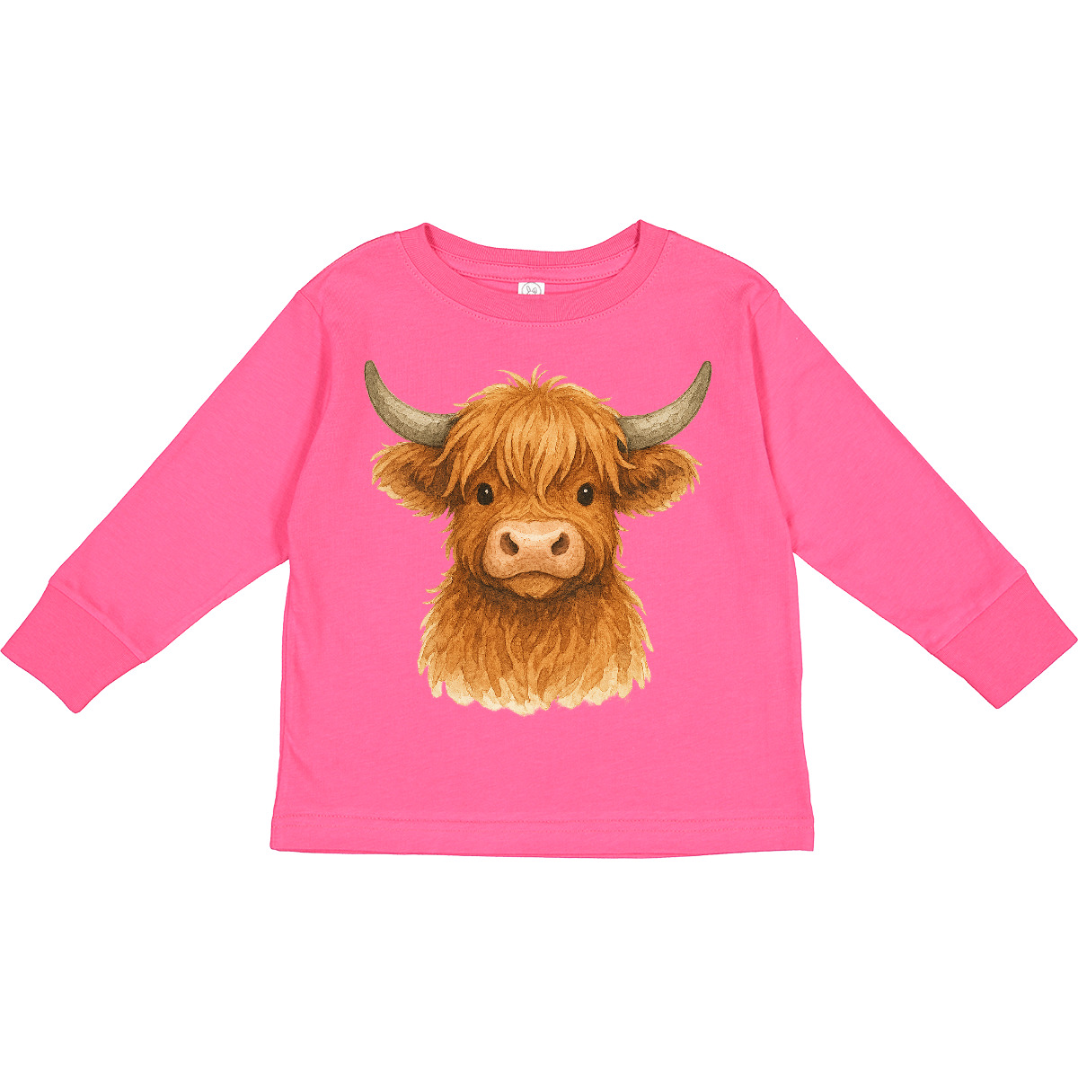 Inktastic Highland Cow Watercolor Illustration Toddler Long Sleeve T-Shirt Lover