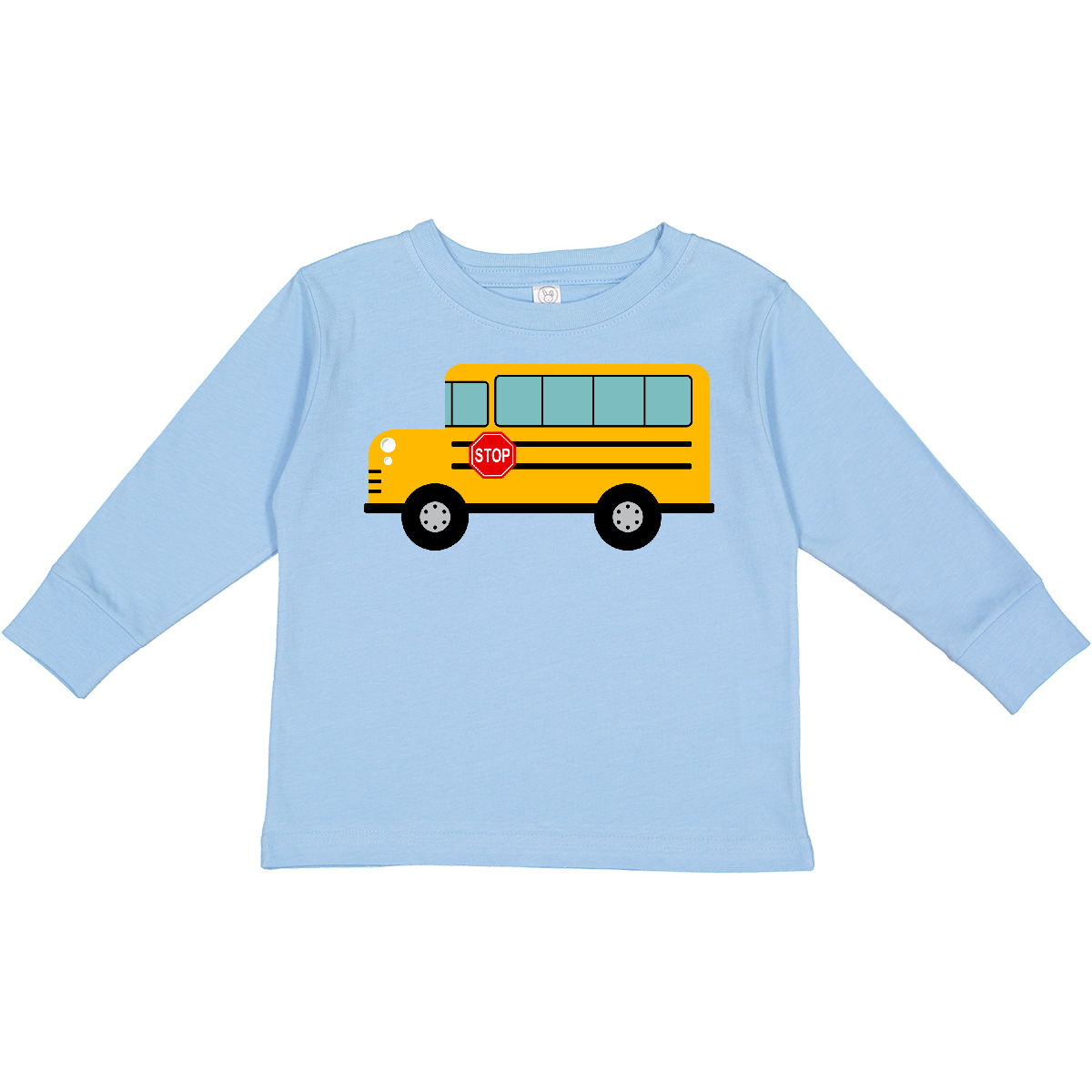 Inktastic School Bus Toddler Long Sleeve T-Shirt Yellow Red Stop Sign Light Dark
