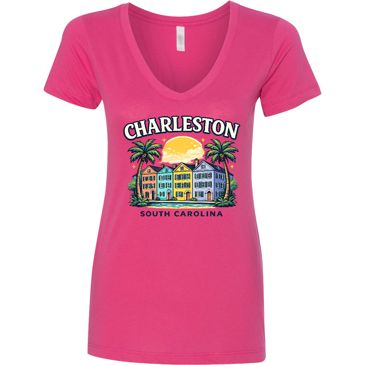 Inktastic Charleston South Carolina Women’s V-Neck T-Shirt Sc Souvenir Vacation