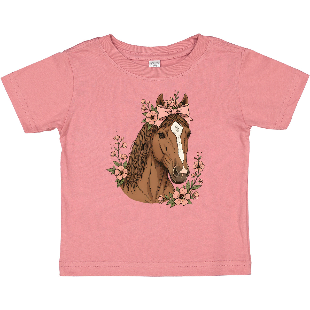 Inktastic Horse Girl Flowered Cute Baby T-Shirt Lover Floral Outfit Farm Animals