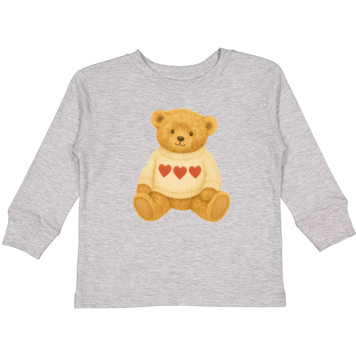 Inktastic Adorable Bear With Hearts Sweater Toddler Long Sleeve T-Shirt Animal