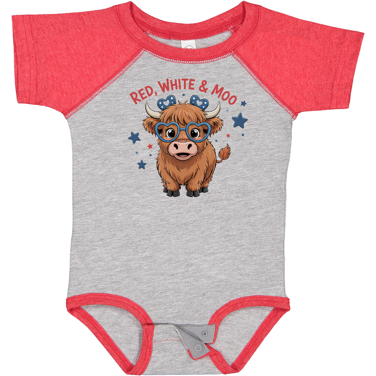Inktastic Red White And Moo Patriotic Cow Baby Bodysuit Independenceday Hearts