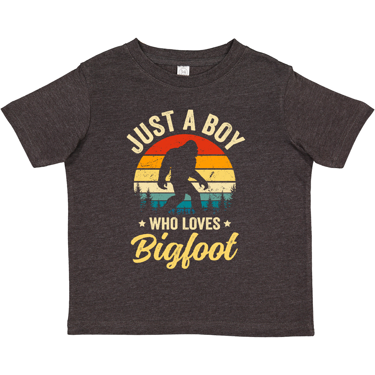 Inktastic Just A Boy Who Loves Bigfoot Retro Sasquatch Toddler T-Shirt Mythical