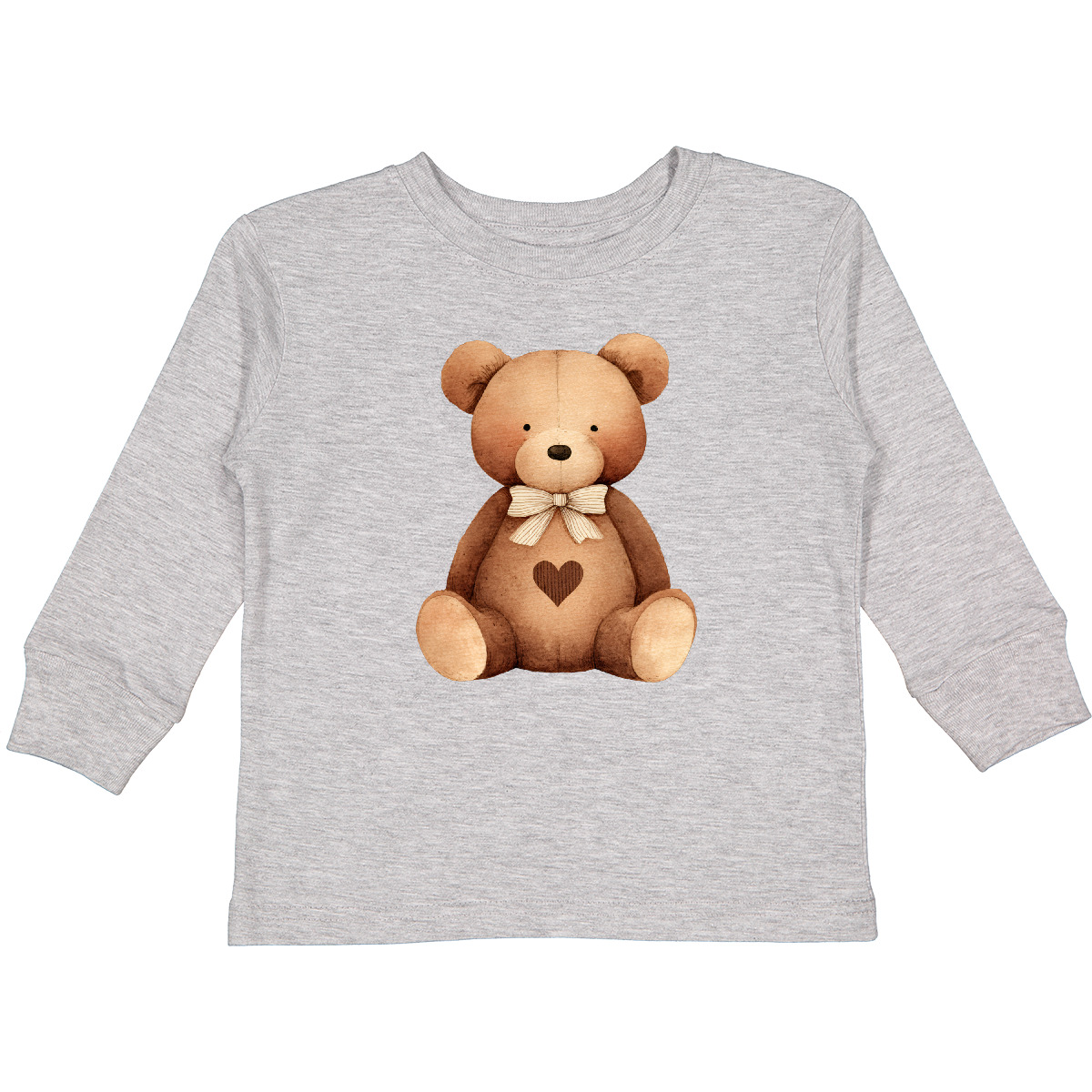 Inktastic Cute Teddy Bear With Heart Toddler Long Sleeve T-Shirt Bow Animal Dark