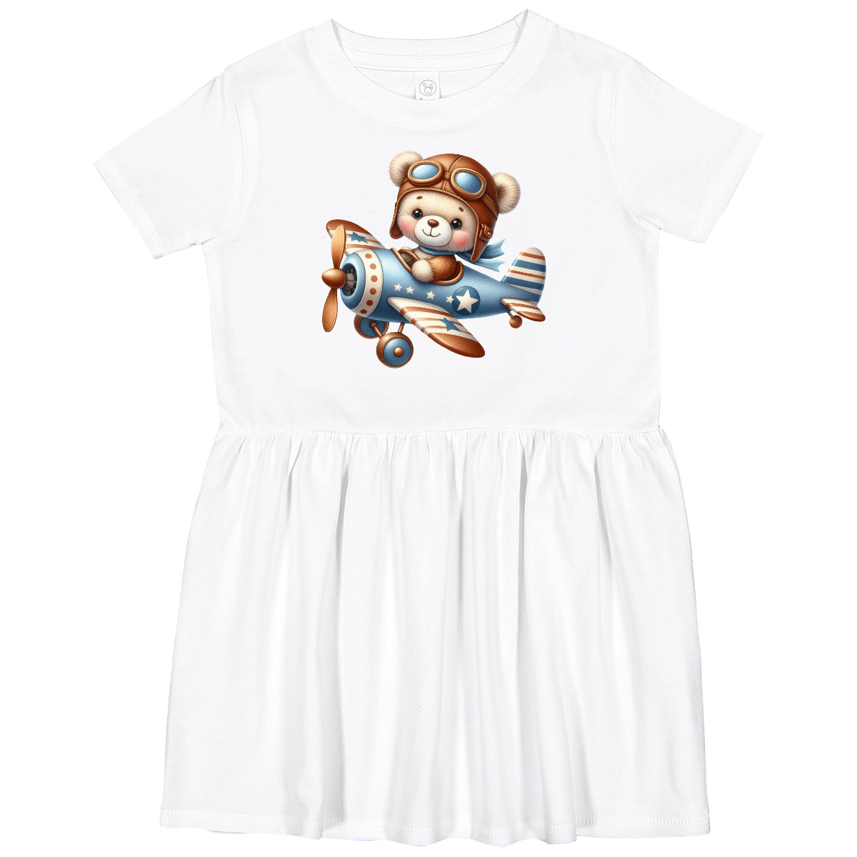 Inktastic Cute Teddy Bear Pilot In Airplane Toddler Dress Girls