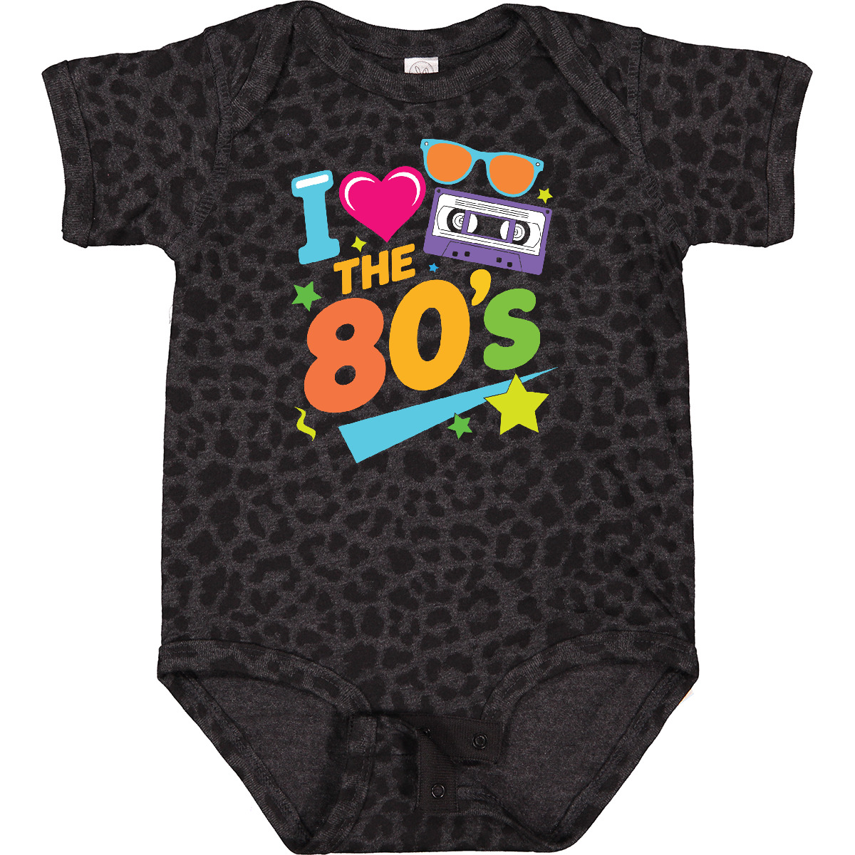 Inktastic I Love The 80s Retro Style Baby Bodysuit Vintage Cassette Neon Heart