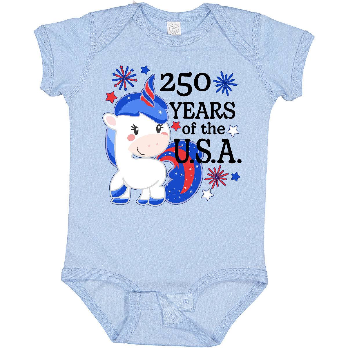 Inktastic 250 Years Of The U.S.A.- American Unicorn Baby Bodysuit Fourth July