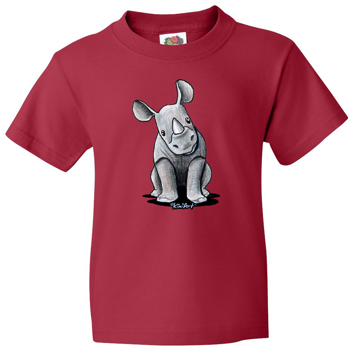 Inktastic Curious Rhinos Youth T-Shirt - KiniArt Rhino Rhinoceros Art Cartoon - Picture 9 of 13