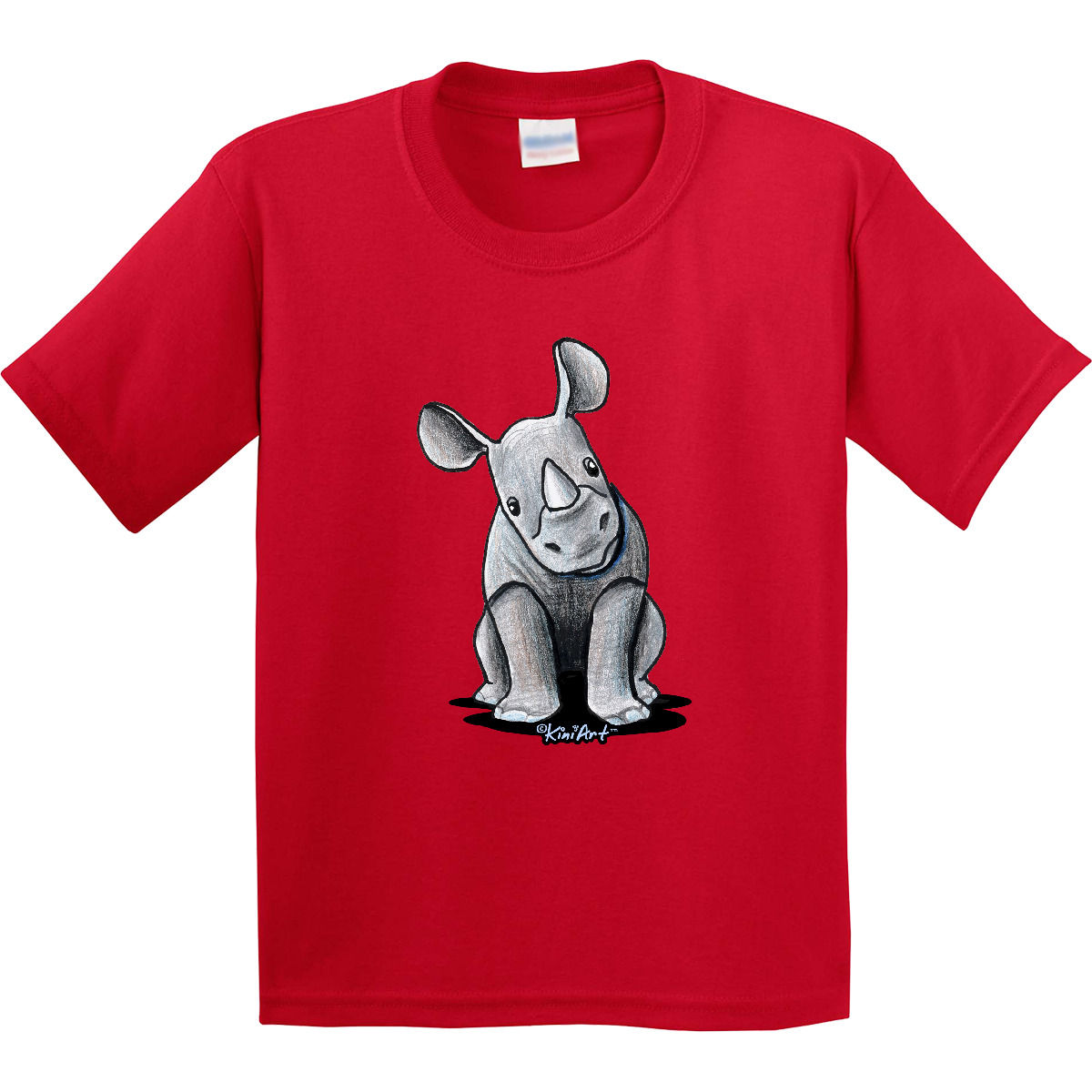 Inktastic Curious Rhinos Youth T-Shirt - KiniArt Rhino Rhinoceros Art Cartoon - Picture 8 of 12