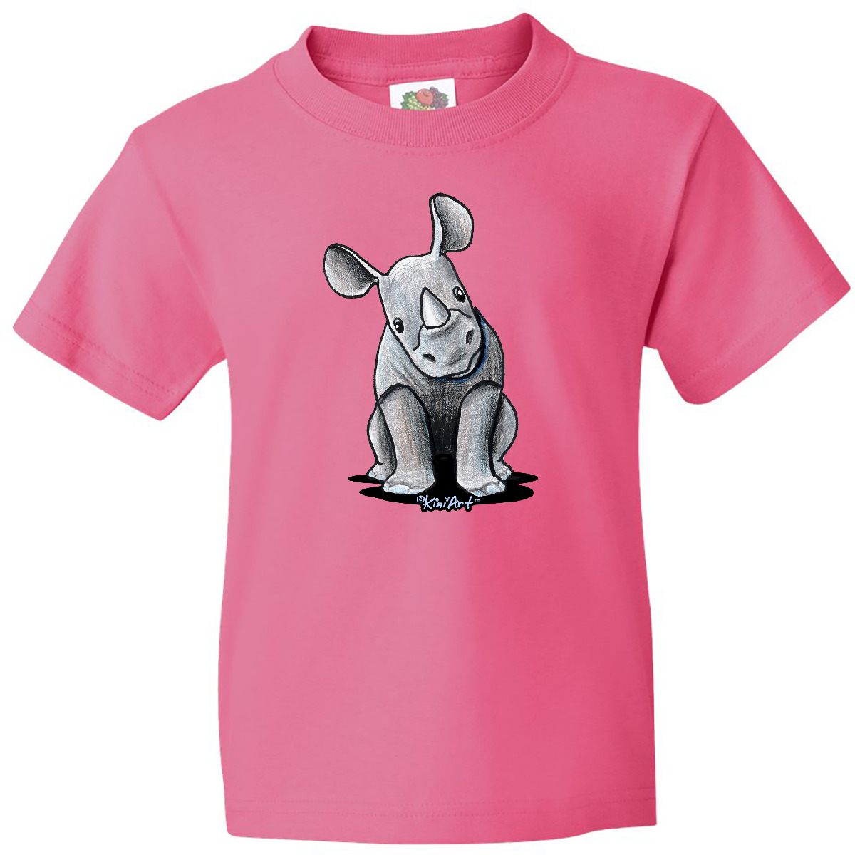 Inktastic Curious Rhinos Youth T-Shirt - KiniArt Rhino Rhinoceros Art Cartoon - Picture 6 of 13