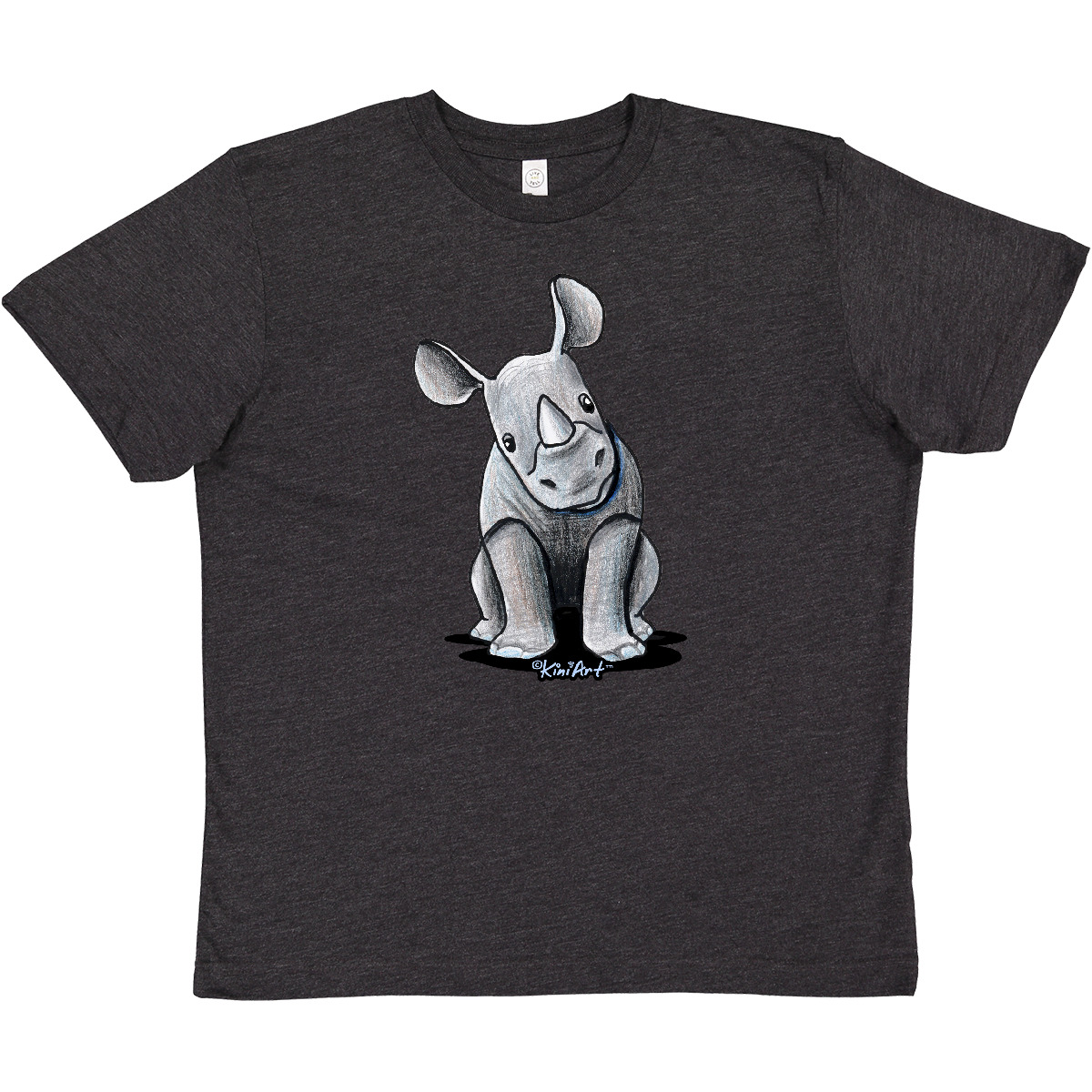 Inktastic Curious Rhinos Youth T-Shirt - KiniArt Rhino Rhinoceros Art Cartoon - Picture 10 of 13
