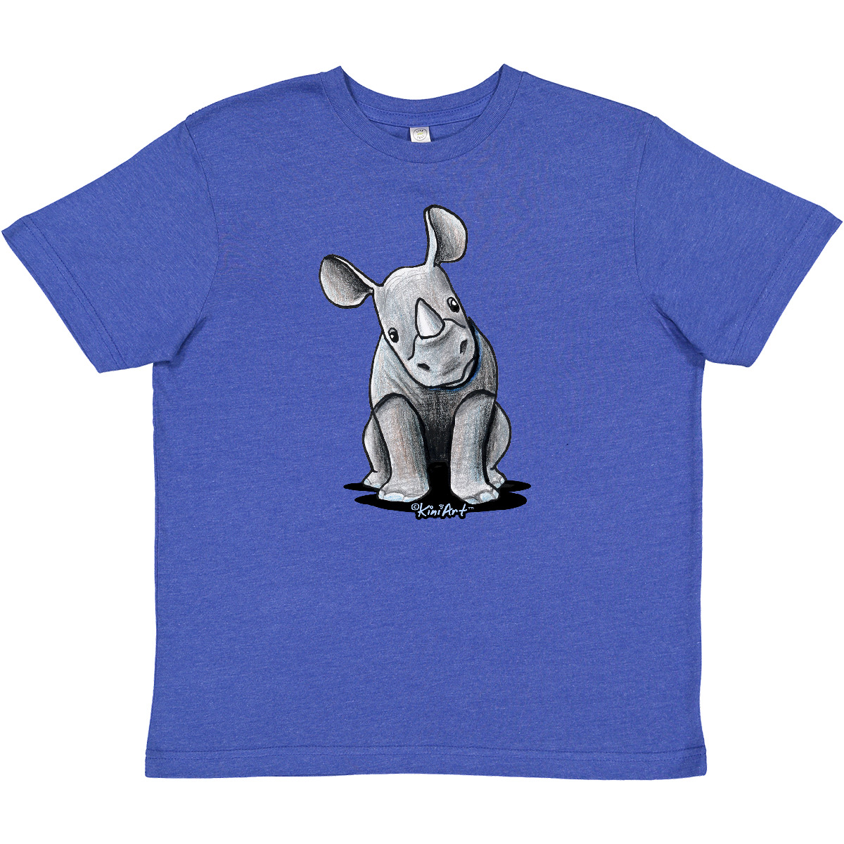 Inktastic Curious Rhinos Youth T-Shirt - KiniArt Rhino Rhinoceros Art Cartoon - Picture 12 of 13