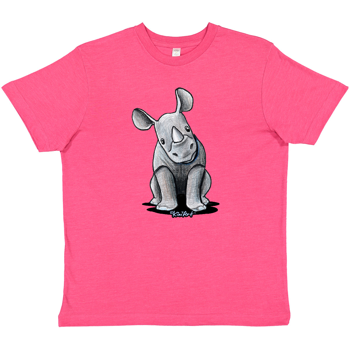 Inktastic Curious Rhinos Youth T-Shirt - KiniArt Rhino Rhinoceros Art Cartoon - Picture 11 of 13