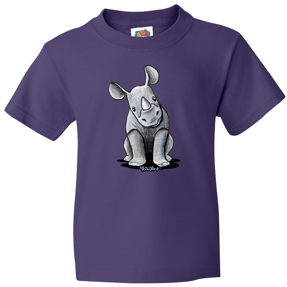Inktastic Curious Rhinos Youth T-Shirt - KiniArt Rhino Rhinoceros Art Cartoon - Picture 8 of 13