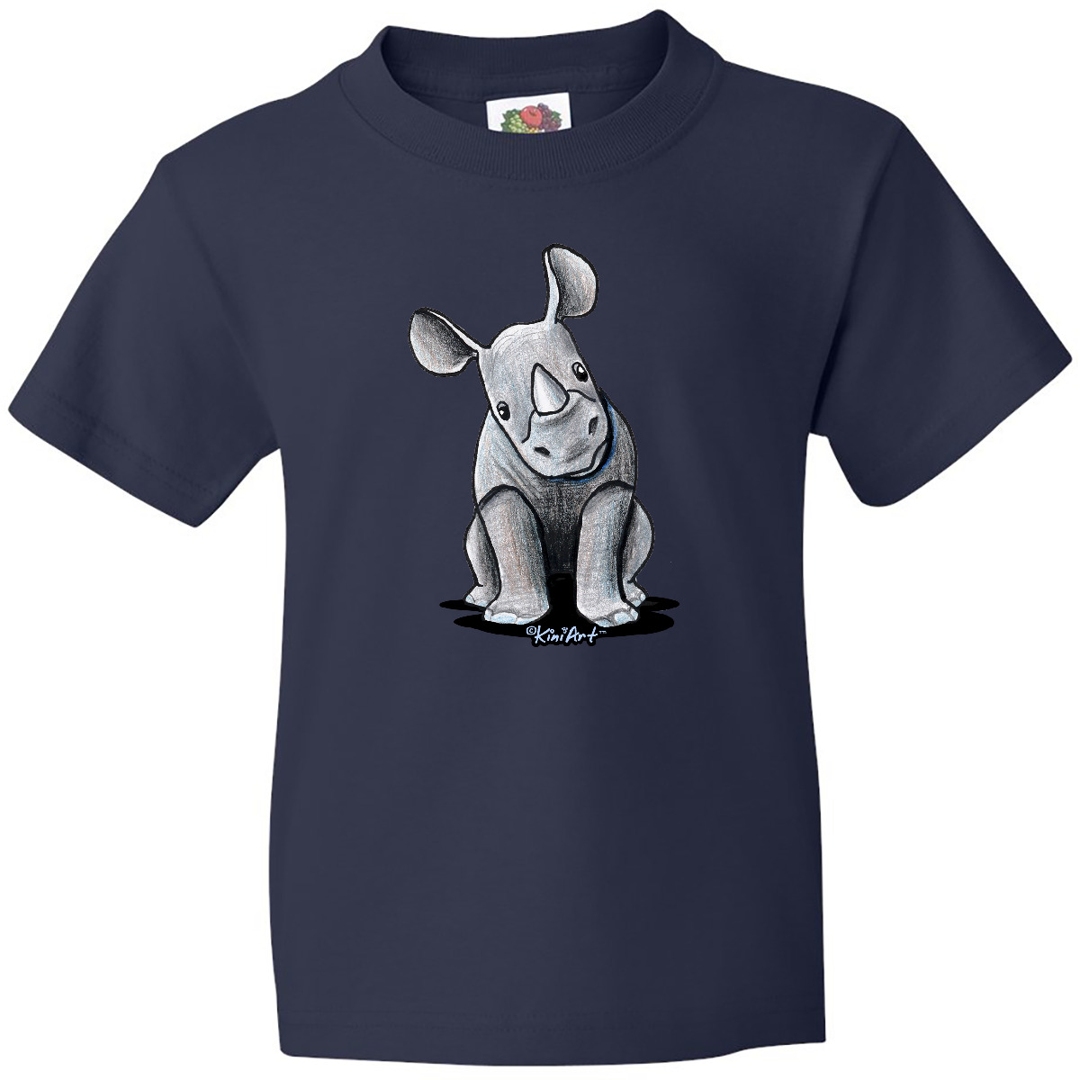 Inktastic Curious Rhinos Youth T-Shirt - KiniArt Rhino Rhinoceros Art Cartoon - Picture 5 of 13