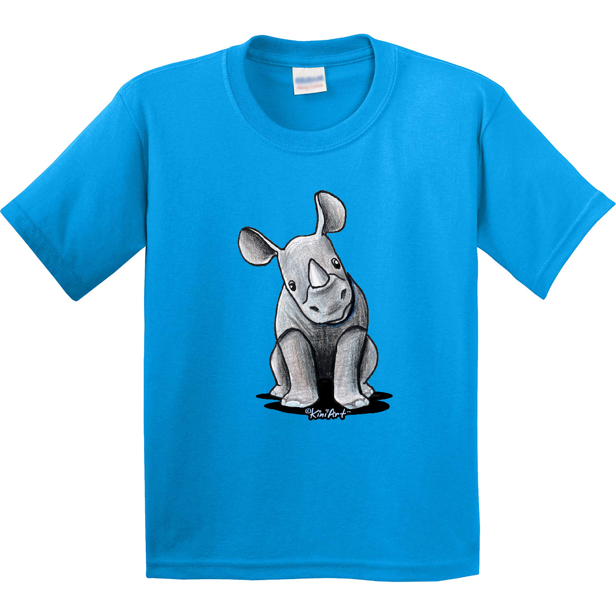 Inktastic Curious Rhinos Youth T-Shirt - KiniArt Rhino Rhinoceros Art Cartoon - Picture 7 of 12