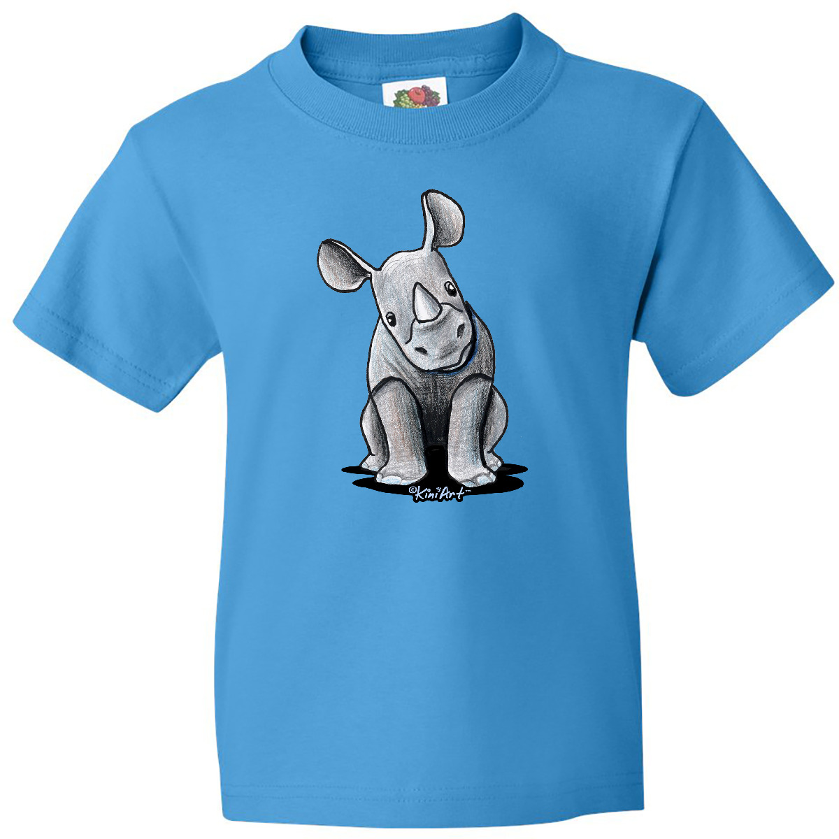 Inktastic Curious Rhinos Youth T-Shirt - KiniArt Rhino Rhinoceros Art Cartoon - Picture 7 of 13
