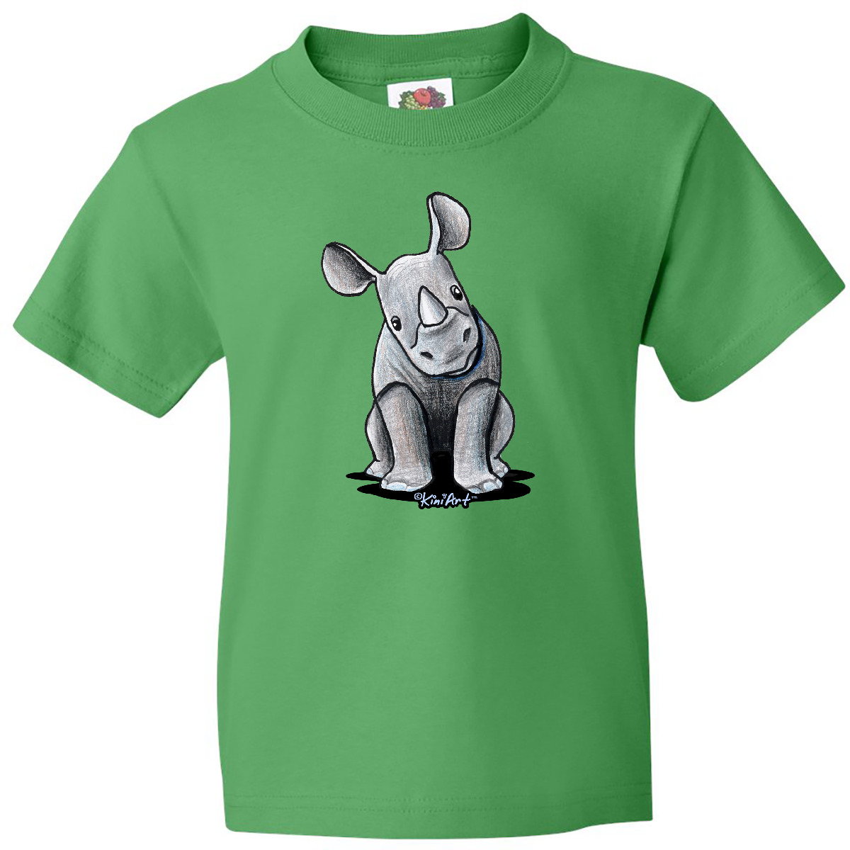 Inktastic Curious Rhinos Youth T-Shirt - KiniArt Rhino Rhinoceros Art Cartoon - Picture 4 of 13