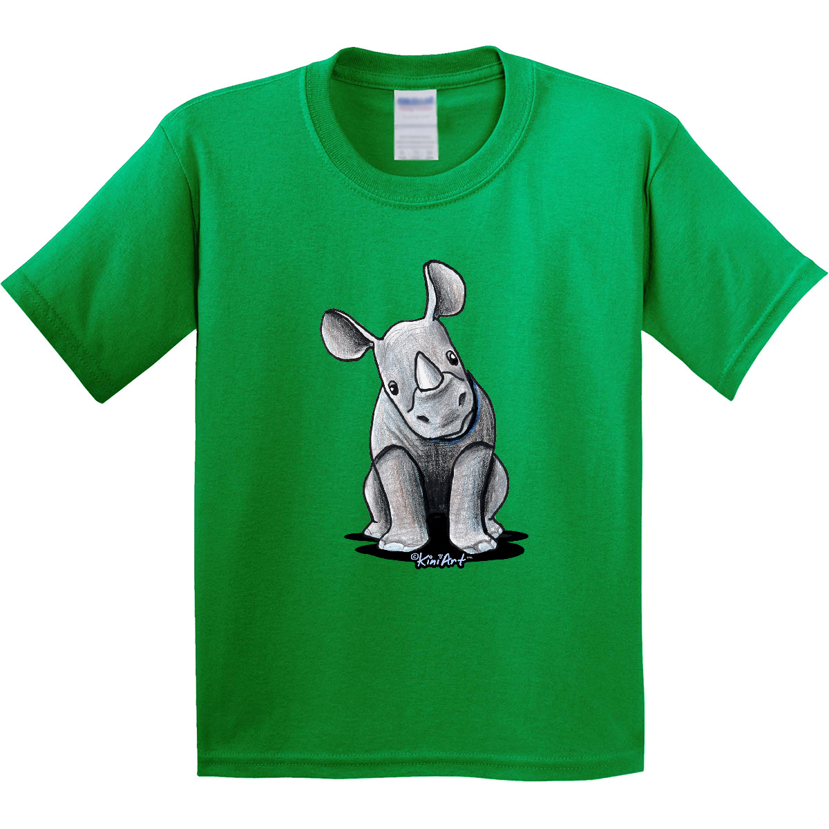 Inktastic Curious Rhinos Youth T-Shirt - KiniArt Rhino Rhinoceros Art Cartoon - Picture 4 of 12