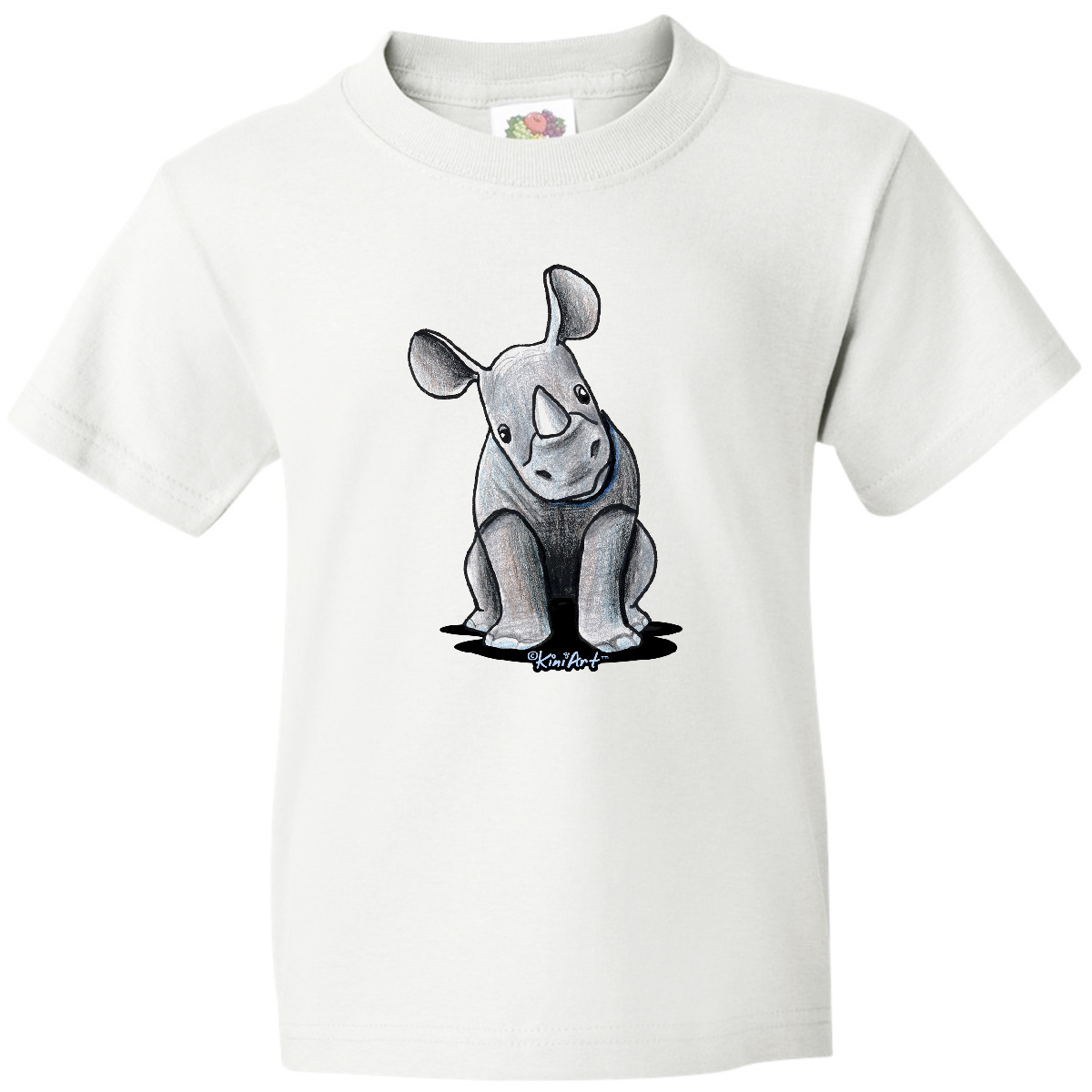 Inktastic Curious Rhinos Youth T-Shirt - KiniArt Rhino Rhinoceros Art Cartoon - Picture 13 of 13