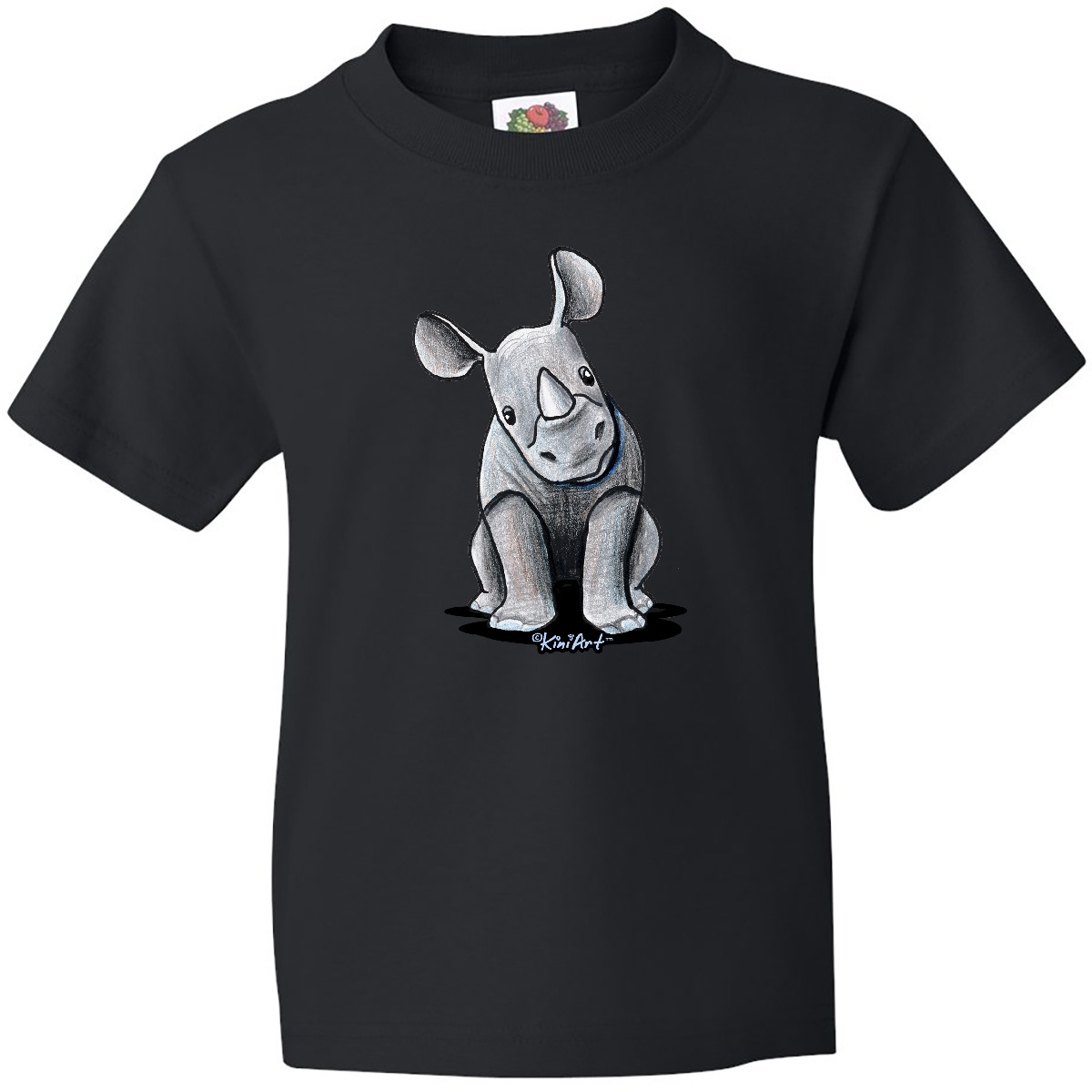 Inktastic Curious Rhinos Youth T-Shirt - KiniArt Rhino Rhinoceros Art Cartoon - Picture 2 of 13