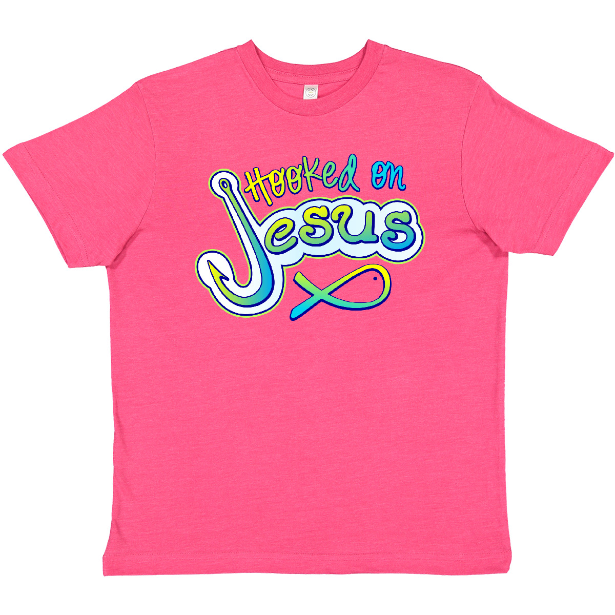 Inktastic Hooked On Jesus Christian Youth T-Shirt Fish Faith God Bible Tee Kids - Picture 8 of 10