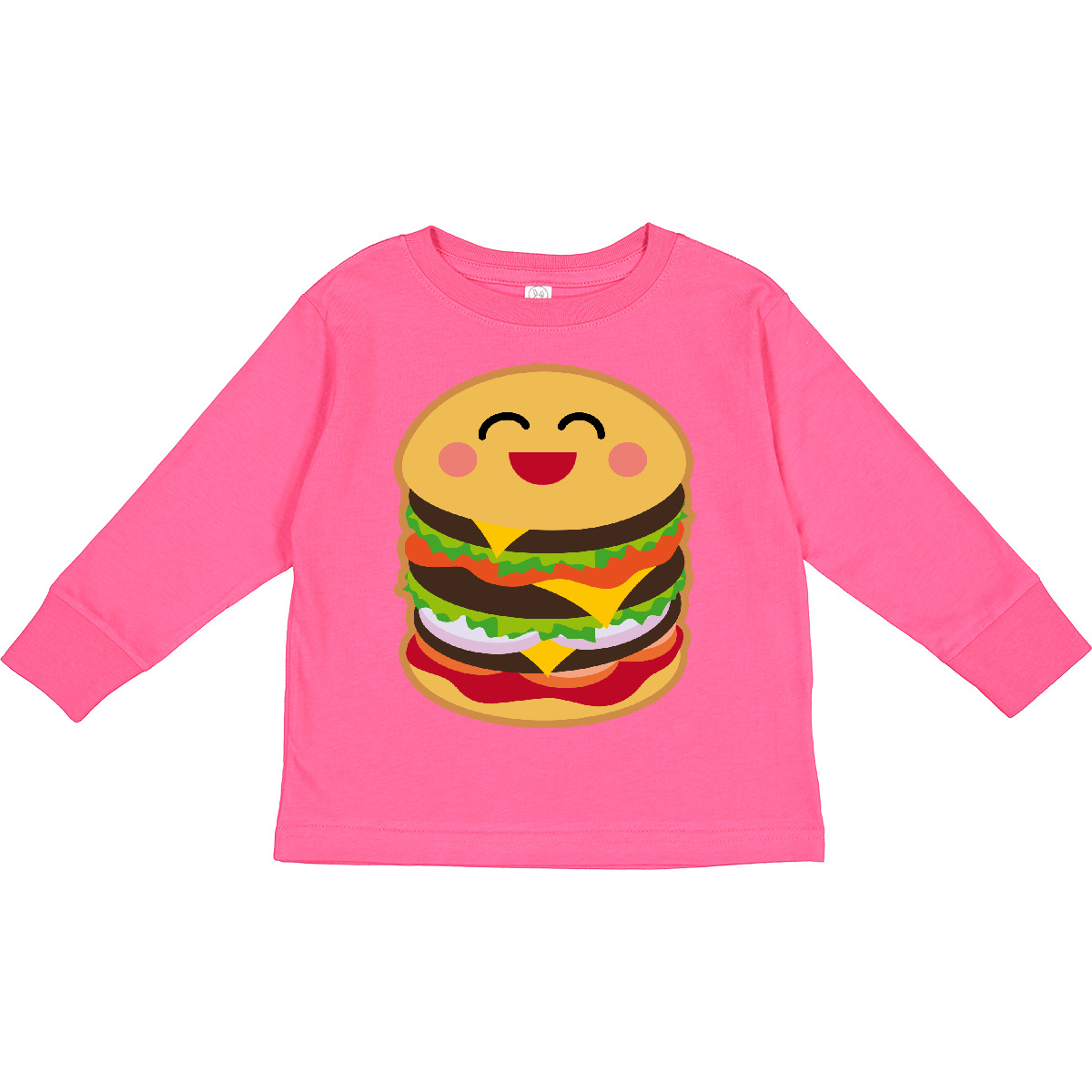 Inktastic Hamburger Kawaii Toddler Long Sleeve T-Shirt Burger Food Fast Bbq Cute - Picture 5 of 8