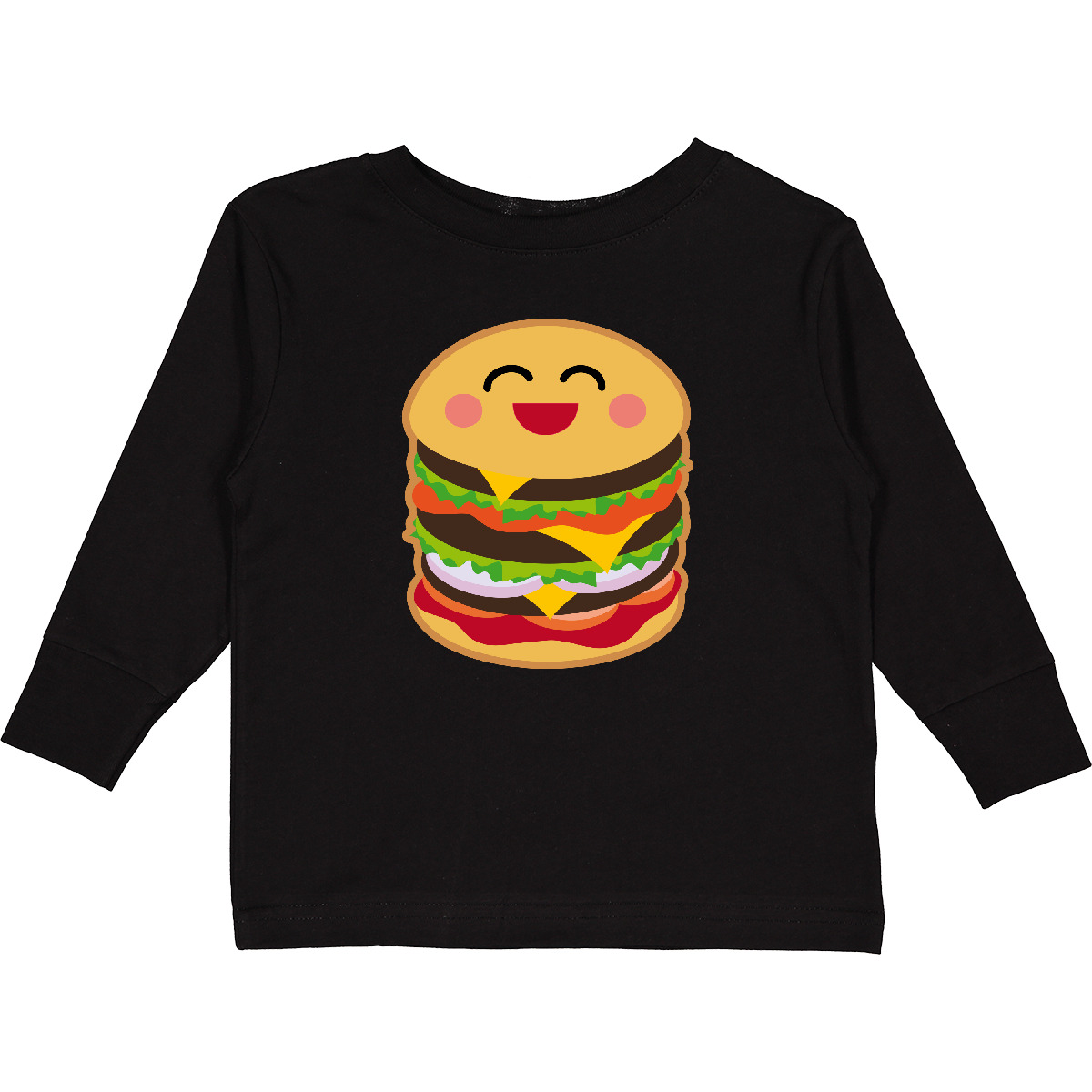 Inktastic Hamburger Kawaii Toddler Long Sleeve T-Shirt Burger Food Fast Bbq Cute - Picture 2 of 8