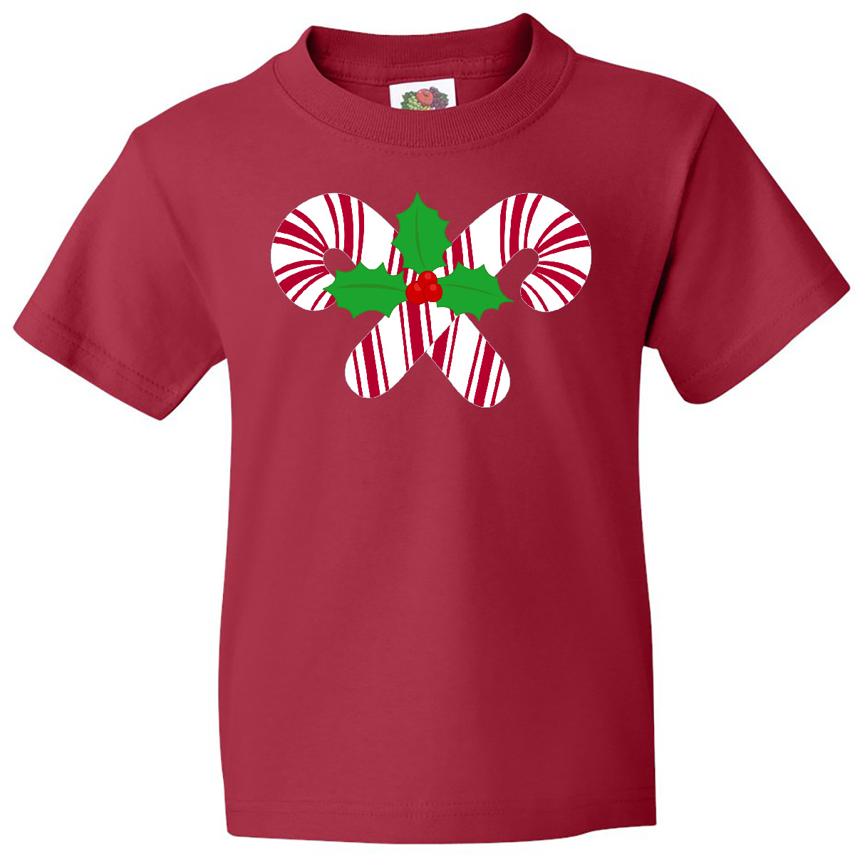 Inktastic Candy Canes And Holly Christmas Youth T-Shirt Holiday Cute Clothing - Picture 8 of 10