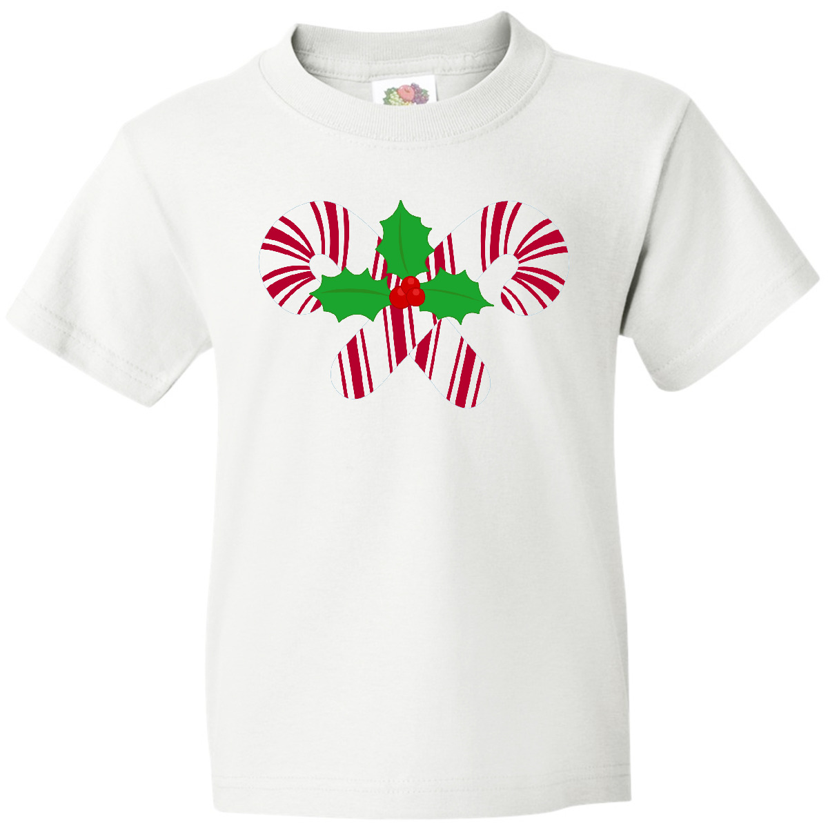 Inktastic Candy Canes And Holly Christmas Youth T-Shirt Holiday Cute Clothing - Picture 10 of 10