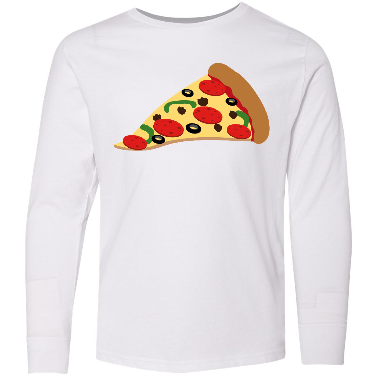 Inktastic Pizza Slice Youth Long Sleeve T-Shirt Pepperoni Food Snack Funny Chef - Picture 4 of 4