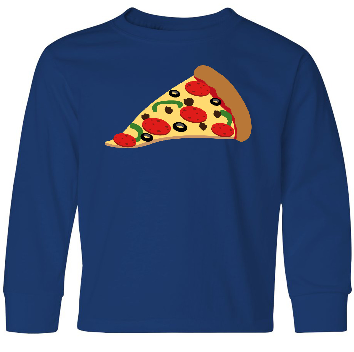 Inktastic Pizza Slice Youth Long Sleeve T-Shirt Pepperoni Food Snack Funny Chef - Picture 3 of 4