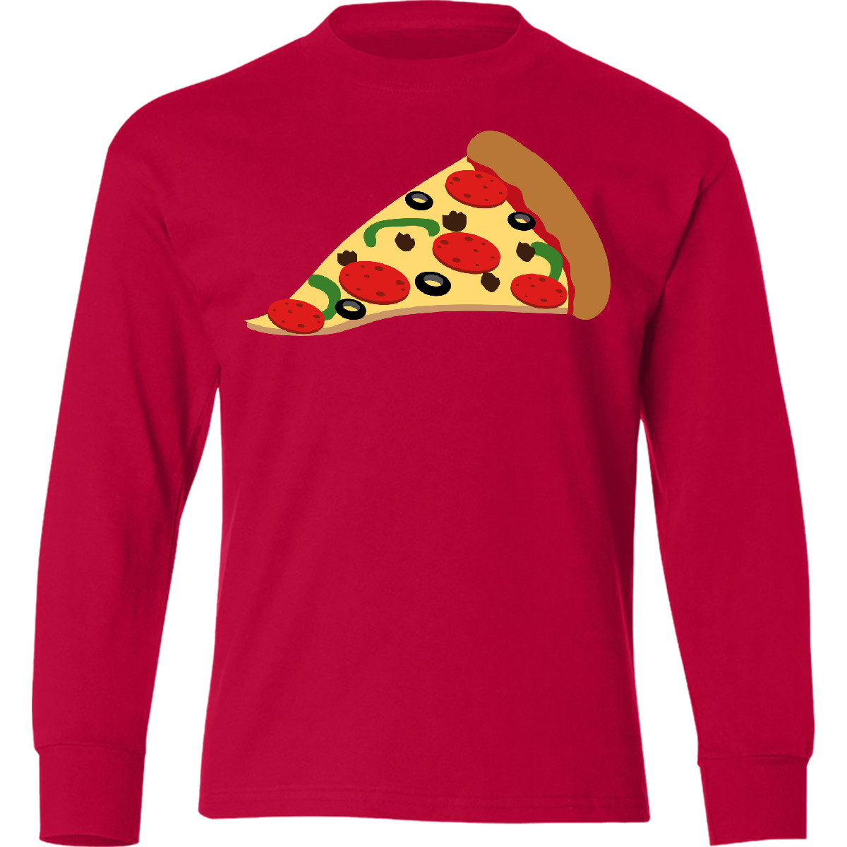 Inktastic Pizza Slice Youth Long Sleeve T-Shirt Pepperoni Food Snack Funny Chef - Picture 2 of 4