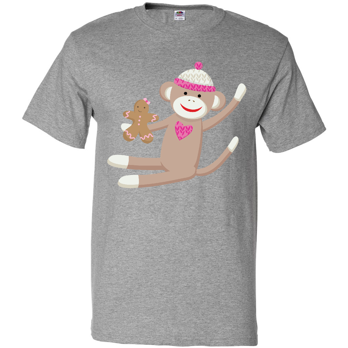 Inktastic Sock Monkey Gingerbread T-Shirt Christmas Winter Holiday Man Mens Tees - Picture 5 of 8