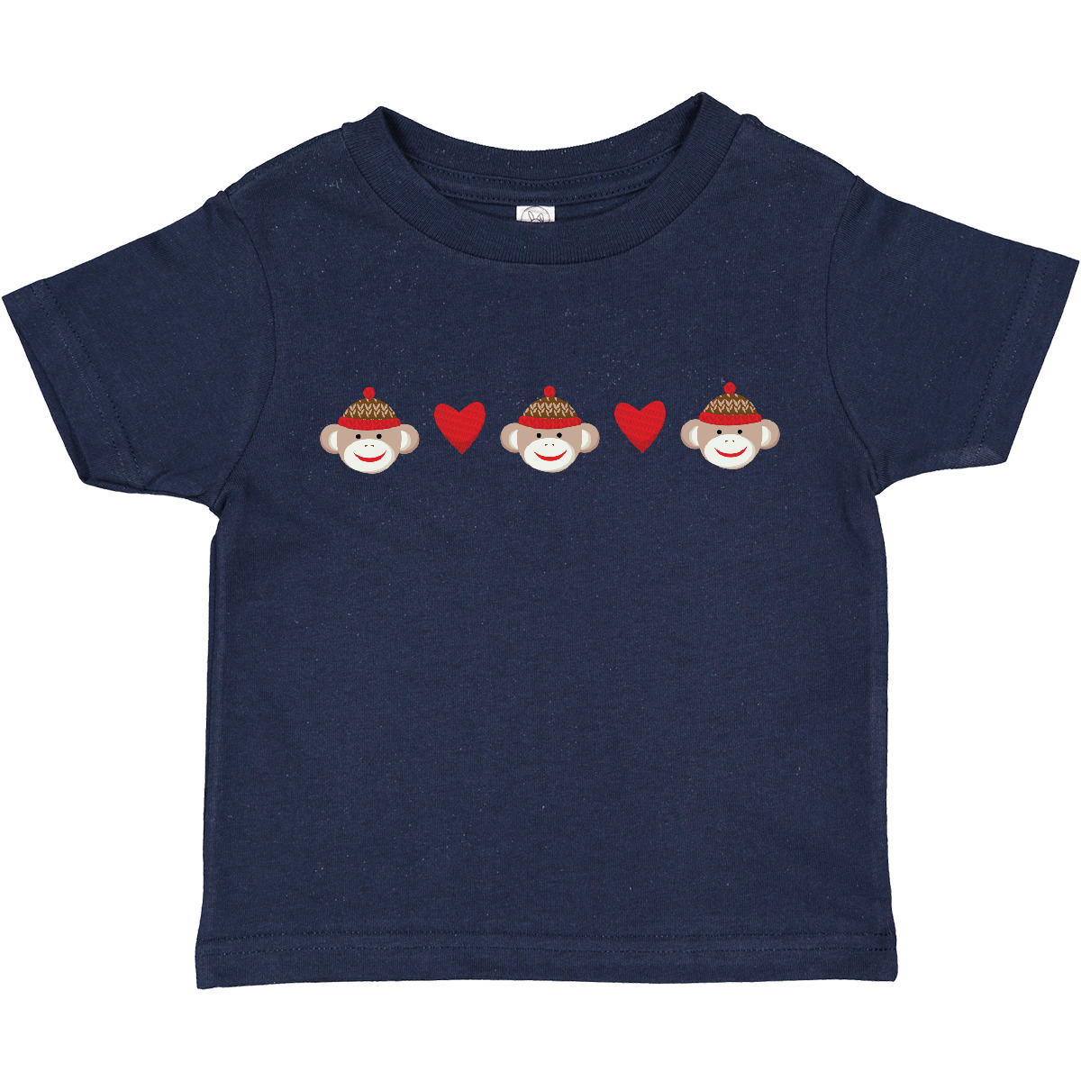 Camiseta Inktastic Calcetín Mono Corazón Borde Niño Pequeño Corazones Con Monos Trillizos - Imagen 10 de 15