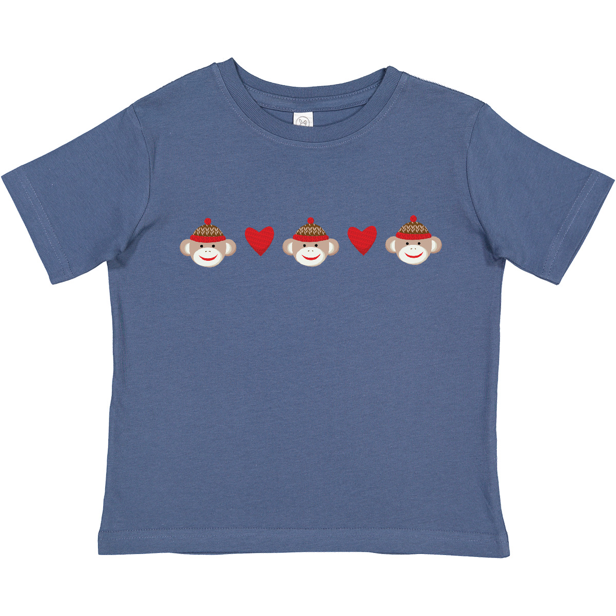 Camiseta Inktastic Calcetín Mono Corazón Borde Niño Pequeño Corazones Con Monos Trillizos - Imagen 7 de 15