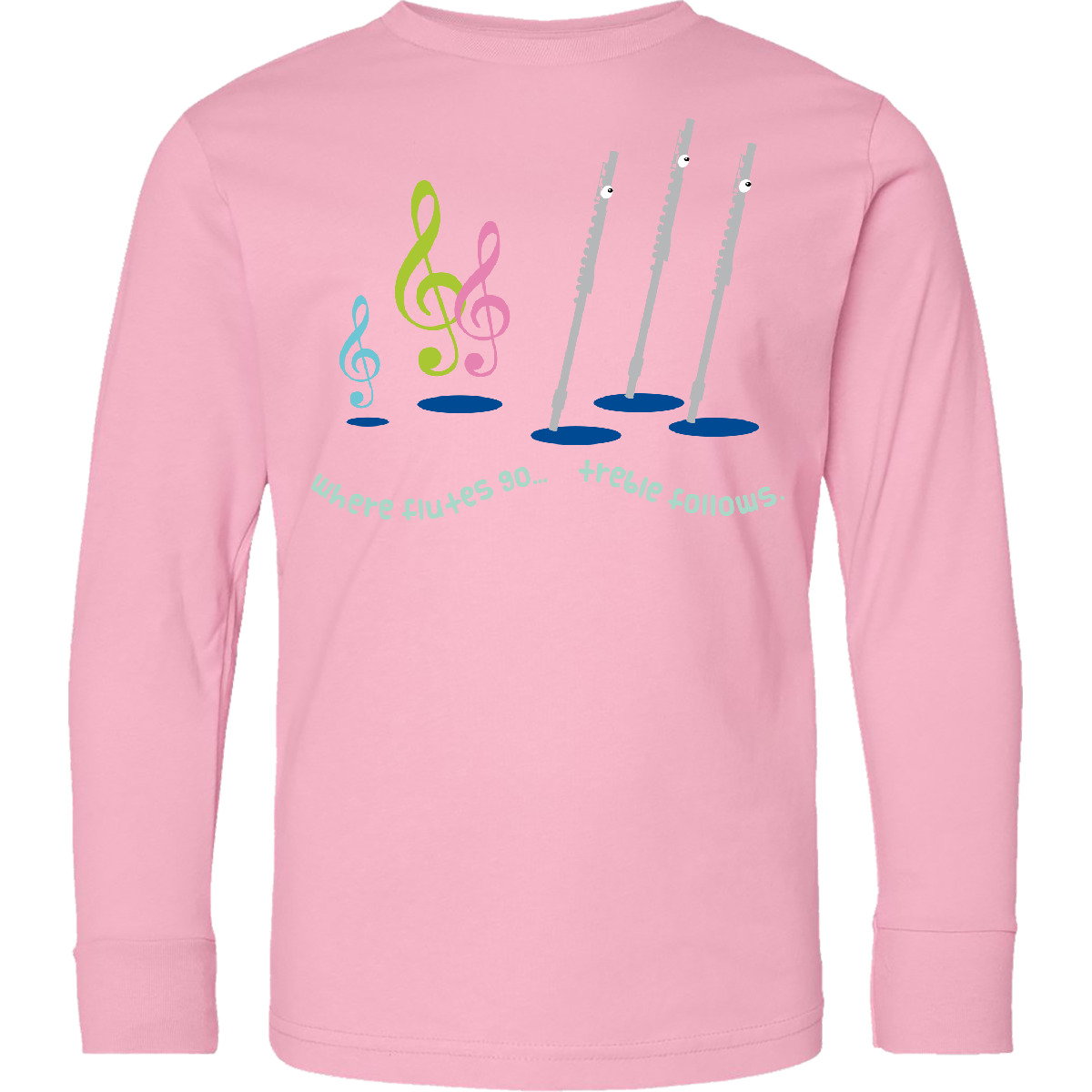 Inktastic Flute Player Treble Youth Long Sleeve T-Shirt Section Funny Marching - Picture 3 of 3
