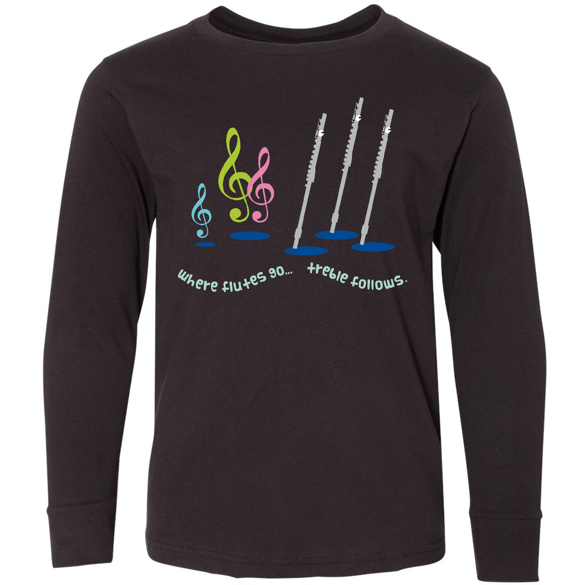 Inktastic Flute Player Treble Youth Long Sleeve T-Shirt Section Funny Marching - Picture 2 of 3