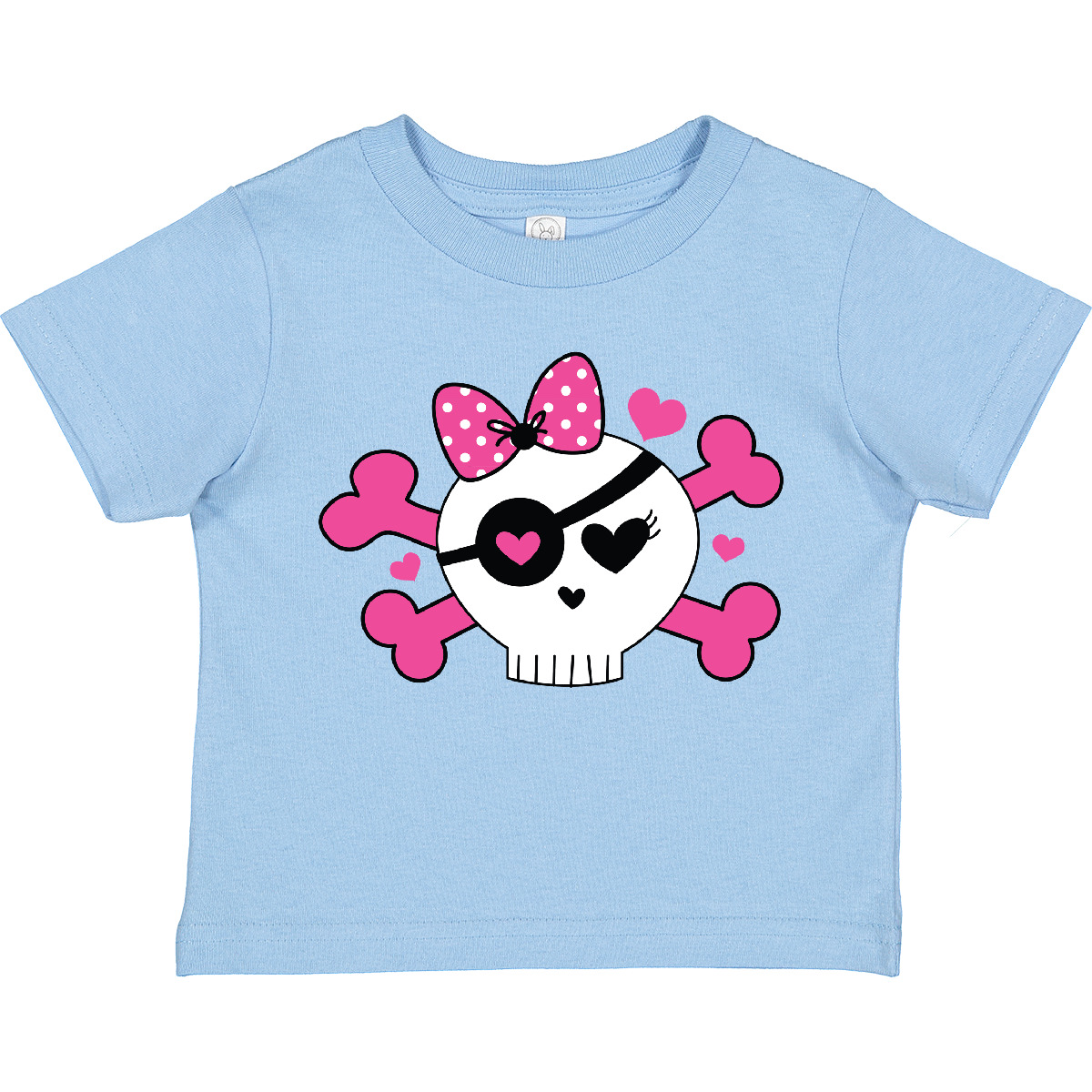 Inktastic Girl Pirate Skull Valentine Toddler T-Shirt Valentines Day Pink Hearts