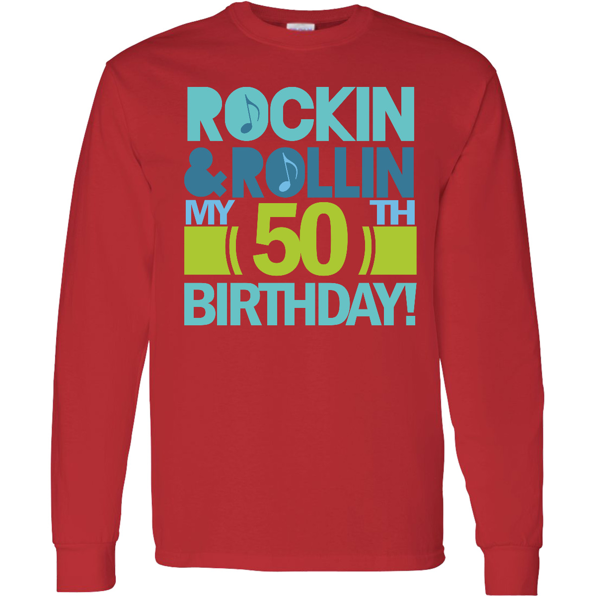 Inktastic 50th Birthday Rock N Roll Long Sleeve T-Shirt Fifty Turning 50 Mens