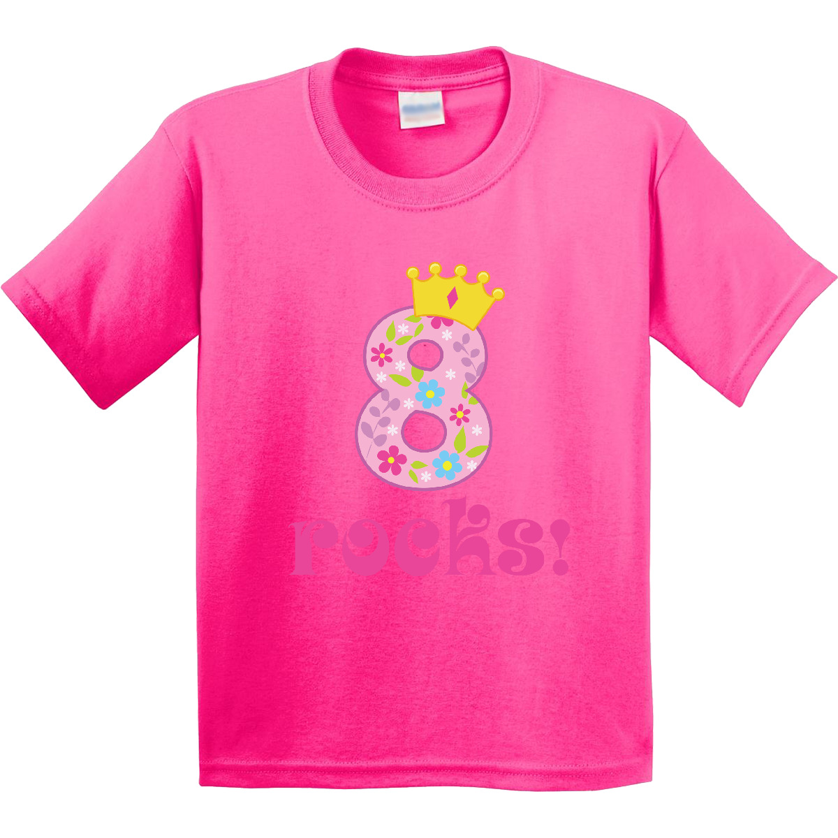 Inktastic 8th Birthday Rocks Girls 8 Year Old Youth T-Shirt Eighth Pink Tee Kids - Picture 6 of 10
