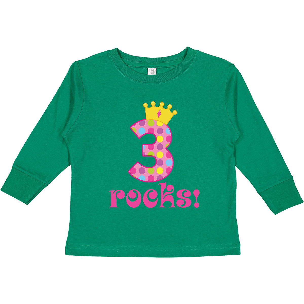 Inktastic 3rd Birthday Rocks Princess 3 Year Old Toddler Long Sleeve T-Shirt Dot - Picture 5 of 8