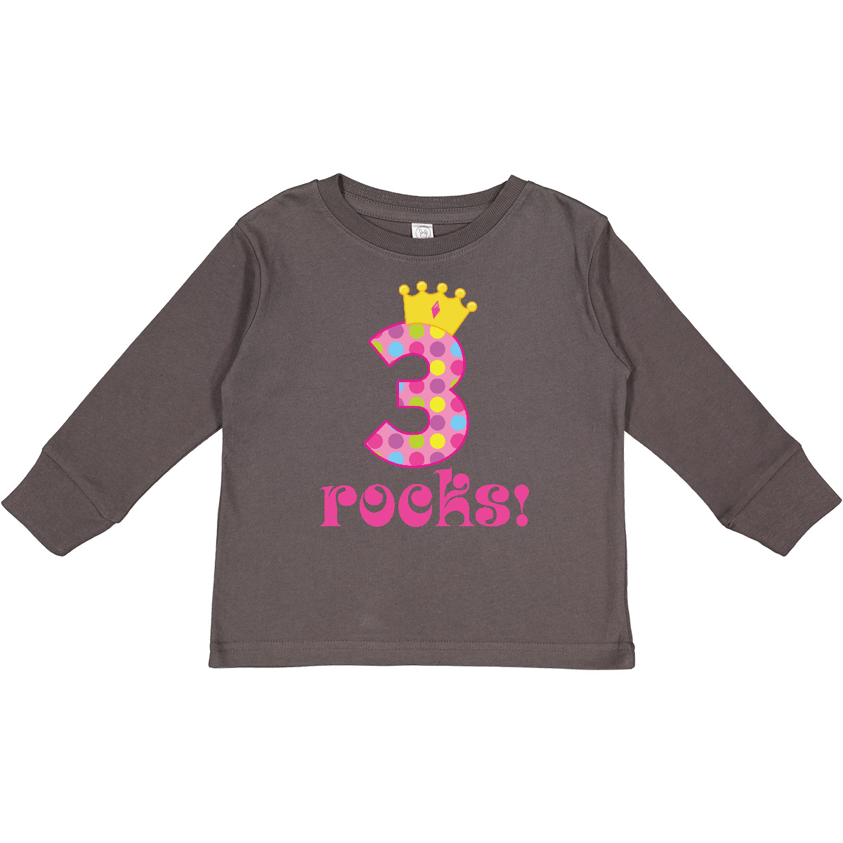 Inktastic 3rd Birthday Rocks Princess 3 Year Old Toddler Long Sleeve T-Shirt Dot - Picture 3 of 8