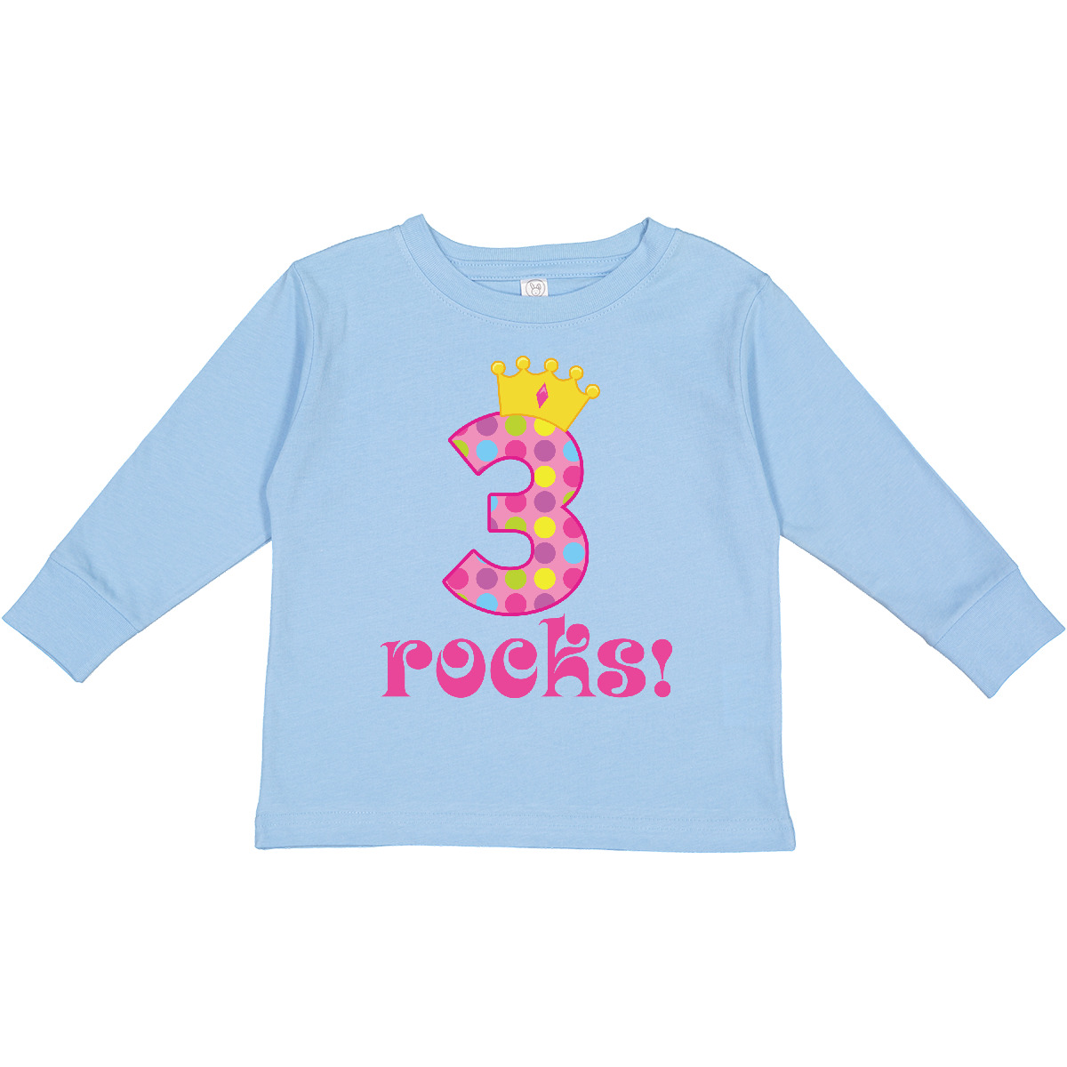 Inktastic 3rd Birthday Rocks Princess 3 Year Old Toddler Long Sleeve T-Shirt Dot - Picture 6 of 8
