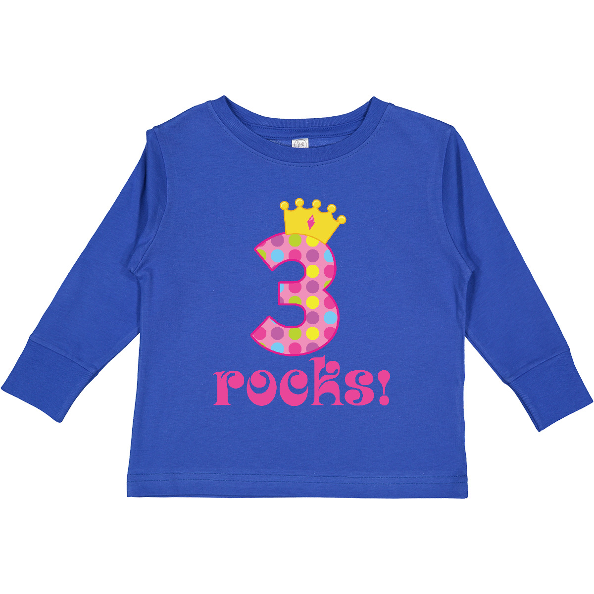 Inktastic 3rd Birthday Rocks Princess 3 Year Old Toddler Long Sleeve T-Shirt Dot - Picture 7 of 8