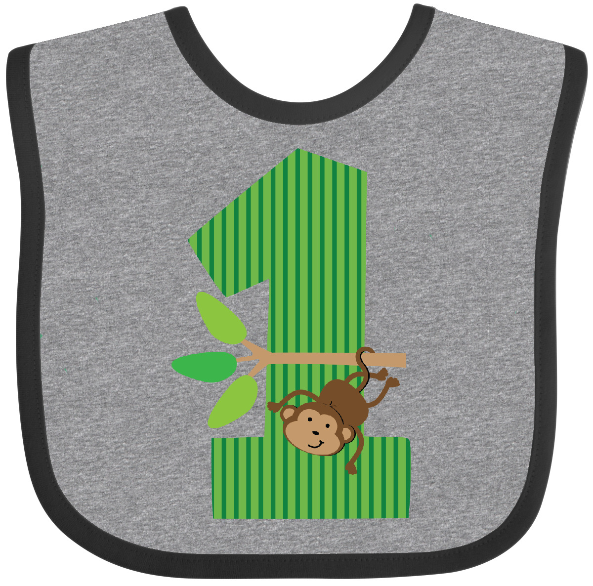 Inktastic 1st Birthday Monkey Baby Bib Babys First Number 1 Jungle Cute Safari - Picture 2 of 10